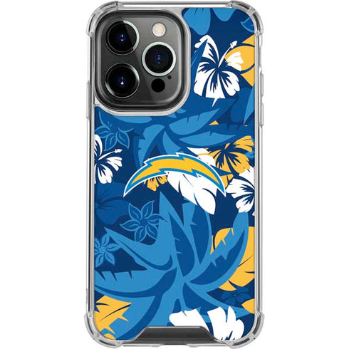 NFL Los Angeles Chargers Tropical Print iPhone 16 Pro Clear Case